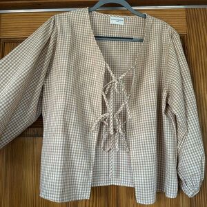 Honeydove Vintage Cotton Gingham Puff Shirt